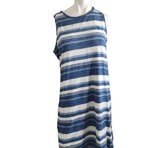 Polo Ralph Lauren Large dress shift crew neck knee length striped blue